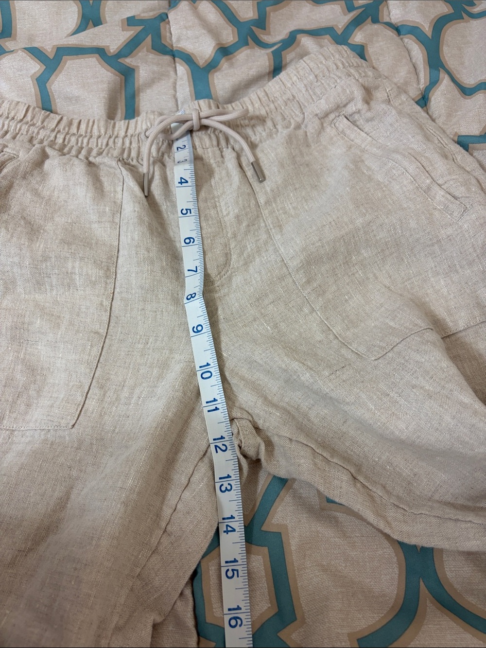 Athleta 100% Linen Light Beige lightweight Drawstring Joggers Sz Small - Picture 8 of 12